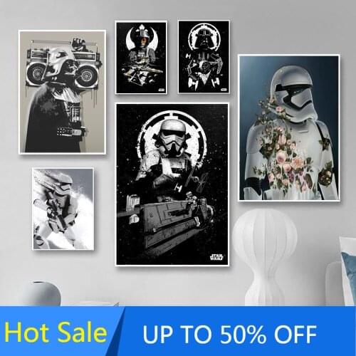 Star Wars Dark and White Soldier Funny Canvas Painting Wall Art Nordic Posters and Prints Wall Pictures for Living Room Decor