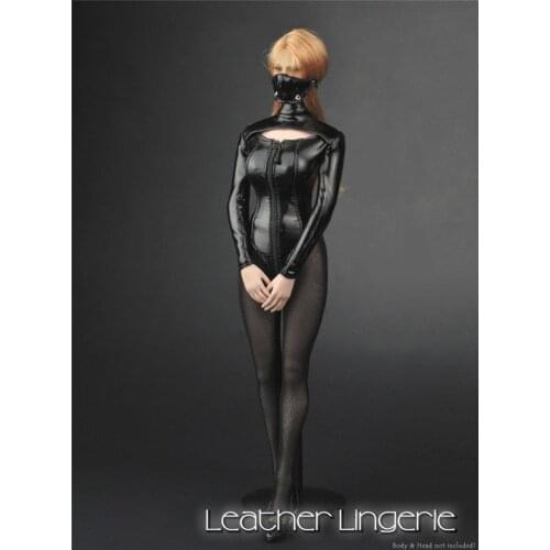 1/6 Scale Female Leather Lingerie With High Heel Shoes Stockings for 12 Inches Figures Bodies