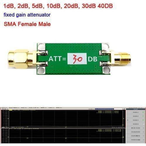 1dB, 2dB, 5dB, 6db 10dB, 20dB, 30dB 40DB fixed gain attenuator 0-3GHZ RF attenuator SMA Female Male f/ Ham Radio Amplifier