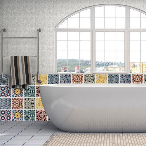 1 set of 10 piece 20*20CM) Thickened Crystal Film Oil Proof Tiles Stickers, Nordic Style PVC Wall Stickers, Tiles Background