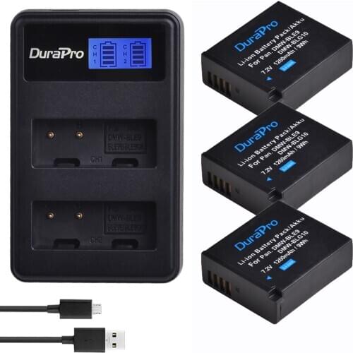 3pc 1200mAH DMW-BLG10 BLG10E BLG10PP DMW-BLE9 Camera Battery Charger for Panasonic LUMIX GF5 GF6 GX7 LX100 GX80 GX85 GX7 Mark II