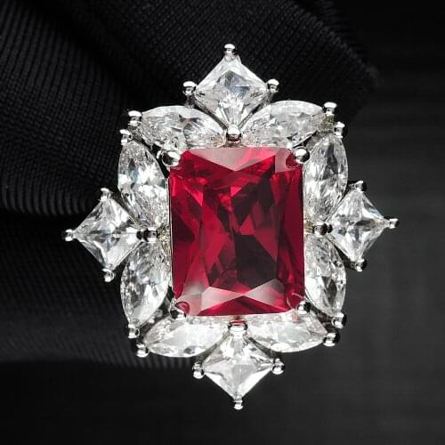 2020 Fashion For Women Rings 8*10MM Rectangular Cut Emerald Citrine Ruby Sapphire Gemstone Flower Design Wedding Jewelry Gifts