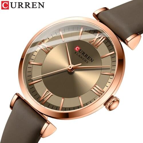 2021 CURREN Watches Womens Fashion Grace Quartz Clock Ladies Simple Leather Wristwatch Relogio Feminino