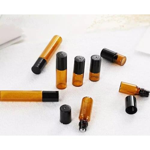 3ml 5ml 10ml Rollerball Essential Oil Bottles Refillable Roll On Bottle Brown Protected From Light Glass Bottle for Sample Gift