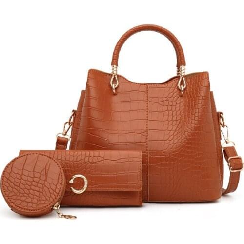 3pcs/set Fashion Women Handbag Shoulder Crossbody Bags Female PU Leather Totes Girls Large Capacity Bucket Bag Clutch purses sac