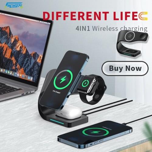 4 in 1 Wireless Charger Station for Iphone 12 mini pro Iwatch Airpod Qi Wireless Charger and Usb Universal Charger Android Phone