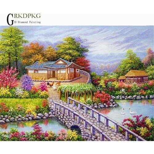 5D Diy Full Diamond Painting Castle swan Pictures Cross Stitch kits Diamond Embroidery Crystals round Diamond Mosaic Landscape x
