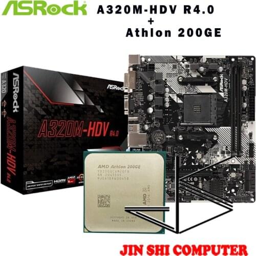 AMD Athlon 200GE CPU + ASROCK A320M HDV R4.0 Motherboard Suit Socket AM4 CPU and Motherbaord Suit All new / no fan