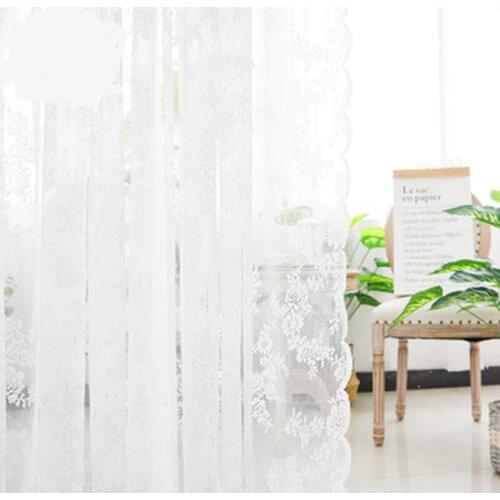 White Lace Curtains Embroidery Flower Screens European Style Voile Sheer Bedroom Living Room Modern Tulle Voile Fabric Drapes