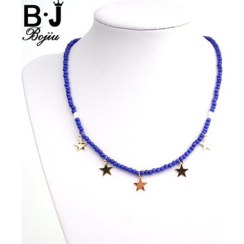 Bojiu Stars Pendant Necklace For Women Seed Bead Exquisite Necklace Festival Gifts Young New Jewelry For Christmas NKS116