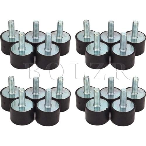 BQLZR 20 x Black D30mm H20mm M8 Rubber Double Ends Screw Anti-Vibration Mount