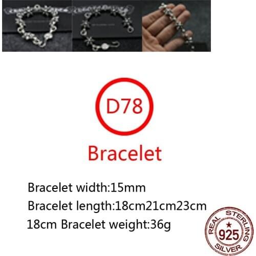 D78 s925 sterling silver bracelet retro style six-pointed star punk style hip-hop tide brand personality domineering jewelry