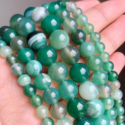 4/6/8/10mm Natural Stone Beads Green Striated Agates Onyx Loose Spacer Beads For Diy Bracelet Jewelry Making Accessories