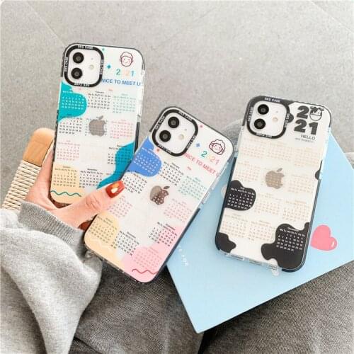 Retro Wall calendar cow print art kawaii Japanese Phone Case For iPhone 12 11 Pro Max Xr Xs Max 7 8 Plus x 7Plus case Cute Cover