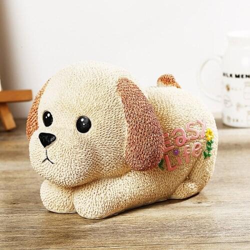 Money Penny Box Cartoon Dog Pup Doggie Cute Student Gifts Piggy Bank Display Home Decor Decoration Ornaments Birthday Presents
