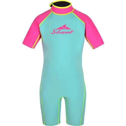 Kids Wetsuit Shorty Swimsuit, 2mm Neoprene One Piece Wetsuit Back Zip for Boys Girls Toddler Youth Swimming,Diving,Snorkeling