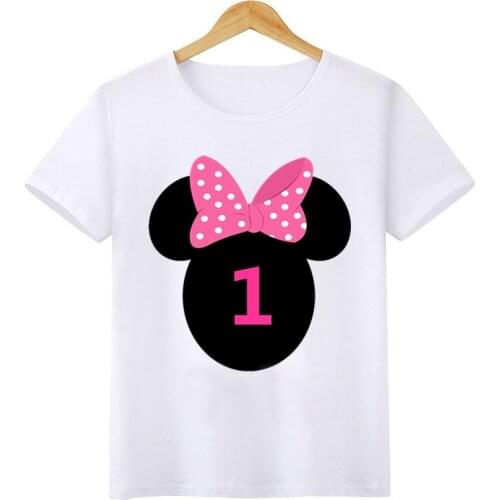 Disney Number Kids T-Shirt Micky Minnie Mouse Cute Printing Tshirt Boys Girls Summer Clothes Tops Casual Costumes For Children