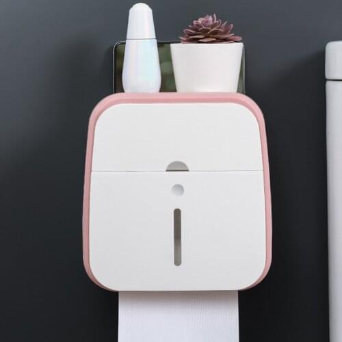 Double Layer Toilet Paper Holder Waterproof Punch Free Wall Mounted Strong Load Bearing Tissue Box Shelves For Bathroom