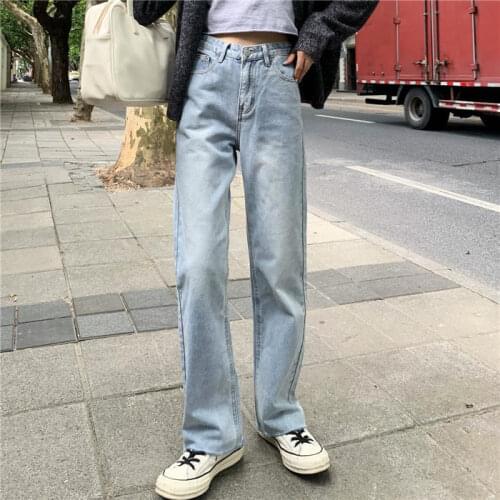 Womens Blue Jeans High Waist Loose Wide Leg Jeans Denim Pants Casual Streetwear Long Denim Trousers Summer Autumn