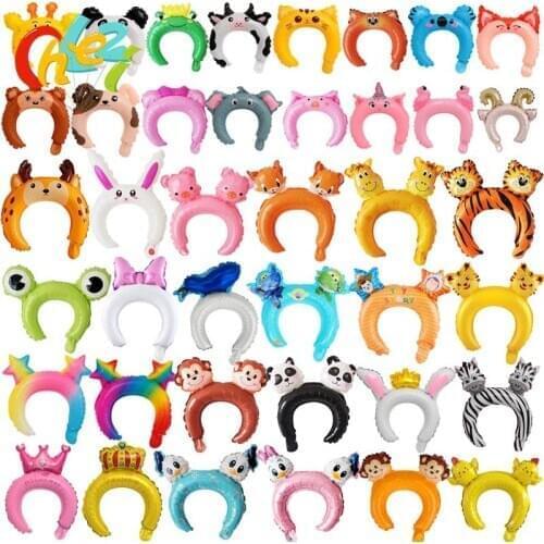 20pcs Cute headband foil balloon rabbit bear Cartoon animal balloon pink childrens toys baby shower birthday party decoration