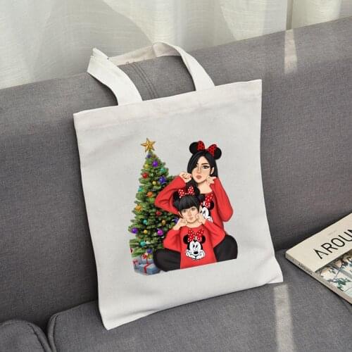 Canvas Tote Bag Women 2020 Women Handbags Eco Reusable Cloth Shopping Bag Ladies Casual Christmas Bags Black Bag Family Outdoor