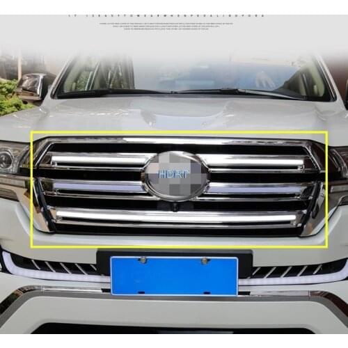 For Toyota Land Cruiser 2016 2017 2018 2019 2020 ABS chrome Car Grill Middle Trims Front Grille Grid Net Cover Trim