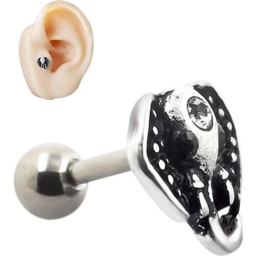 JHJT 1PC 316L Surgical Steel Cartilage Earring Helix Earrings Studs Punk Ear Piercing 16G Tragus Conch Piercings for Women Men