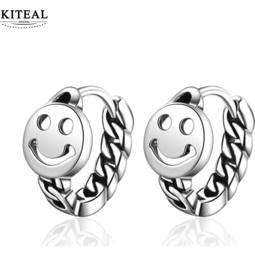 KITEAL Hot 2020 silver color Lady clip on earrings Retro Smiley face women earing wedding decoration