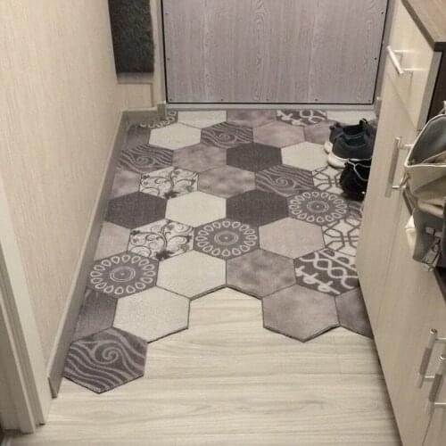 Plaid Modern Entrance Door Mat Carpet Living Room PVC Anti-slip Home Doormat Corridor Floor Decor Can Be Cut Custom Mat Carpet