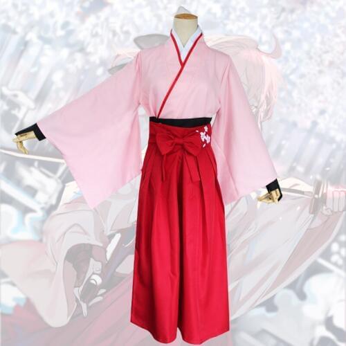 Anime FGO Sakura Saber Okita Souji Kendo Uniform Cosplay Costume Full Set Kimono Halloween Outfit