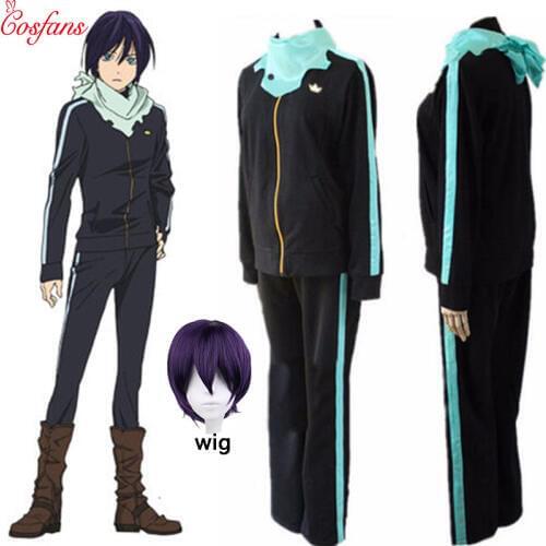 2019 Anime Noragami Stray God Yato men Cosplay Costume Sports Outfit Pants Scarf Whole women Set and wigs Halloween Uniforms