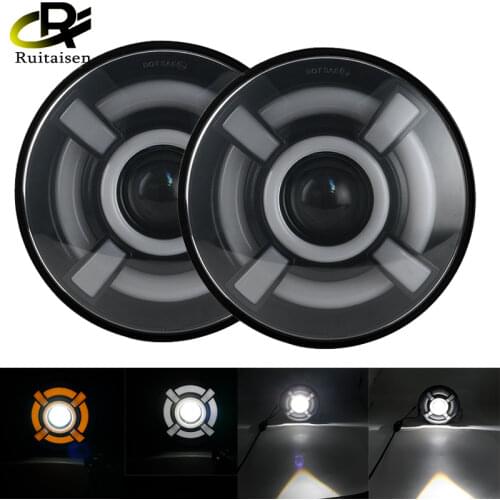 45W 7 Inch Round LED Led Headlight Dual Angel Eyes High Low Beam for Jeep