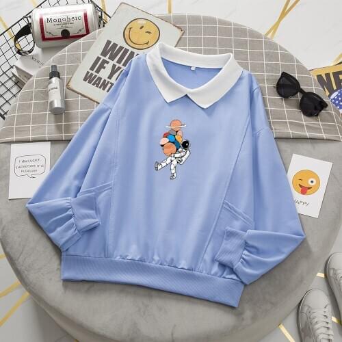 Cute Funny Sweatshirt Women Aesthetic Clothes Oversized Hoodie Cotton Long Sleeve Sweatsuit Kawaii Print Sweetshirt for Girls