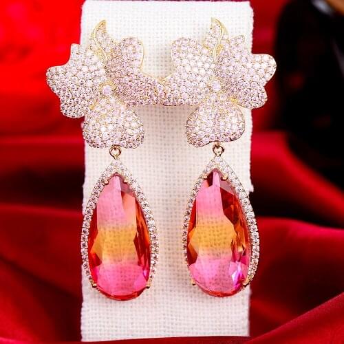 Missvikki Gorgeous Luxury Waterdrop Pendant Earring for Women Bridal Wedding Party Jewelry Bohemia Style Top Quality Accessories