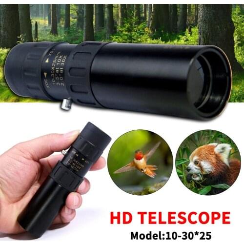 10-30x25 High-power Zoom Monocular Telescope Portable Night Vision Bak4 HD Mini Telescope For Camping Hunting Outdoor