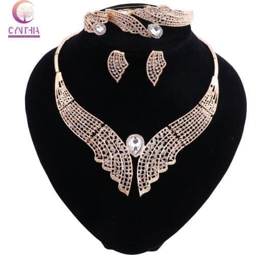 2018 Nigerian Wedding Jewelry Set For Women African Dubai Gold Color Indian Wedding Jewelry Sets Brides Jewellery