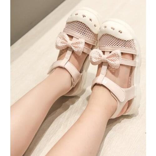 2021 new childrens princess shoes new casual summer childrens sandals girls bow fashion single shoes