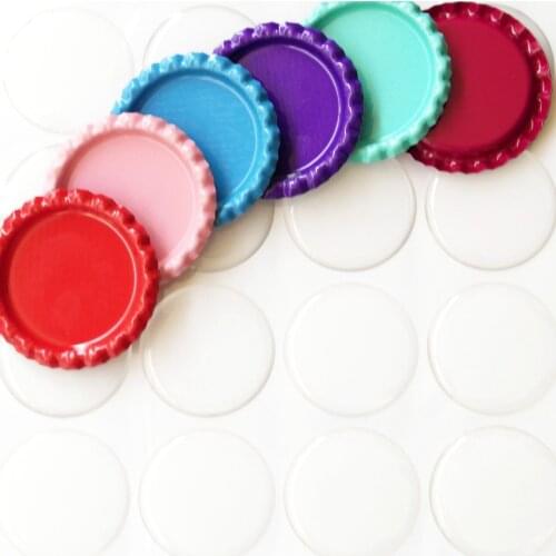 Wholesale 1500pcs 1 inch Double Side Colored Flatten Bottle Caps &1500 pcs 1'' Round Clear Epoxy Resin Sticker For DIY hairbow