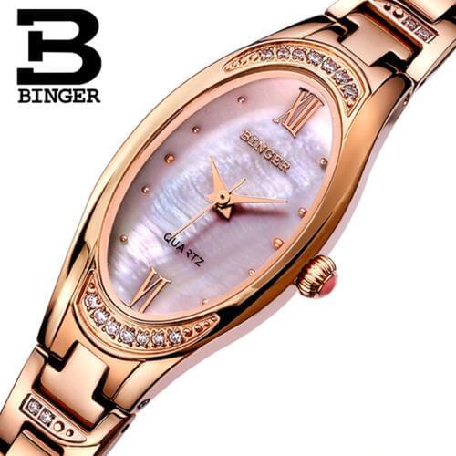 Genuine Switzerland BINGER Brand Women quartz dress watches female form with slim ladies sapphire Shell Waterproof free shipping