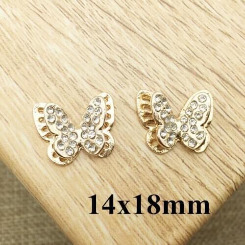 14x18mm Flat Back rhinestone butterfly button For Invitation Cards,Alloy Rhinestone Button ,metal Button Decoration For Wedding