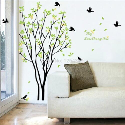 Hot Decals Decor Art Removal Birds Wall Stickers120*100 CM Large Home Decor Tree