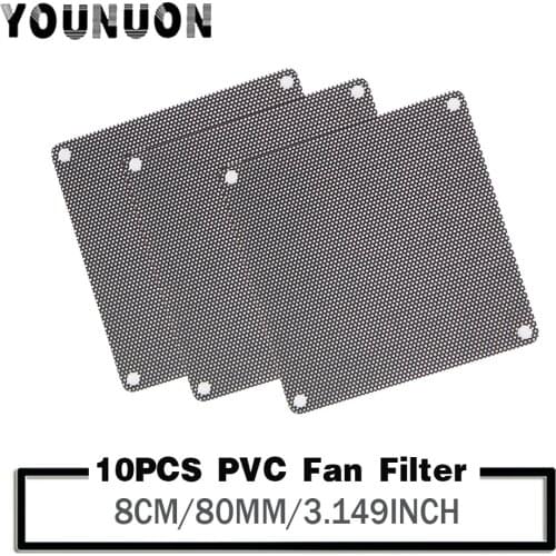 10PCS 80mmx80mm 8cm Computer Mesh PVC Case Fan Dust Filter Dustproof Cover Chassis Dust Cover