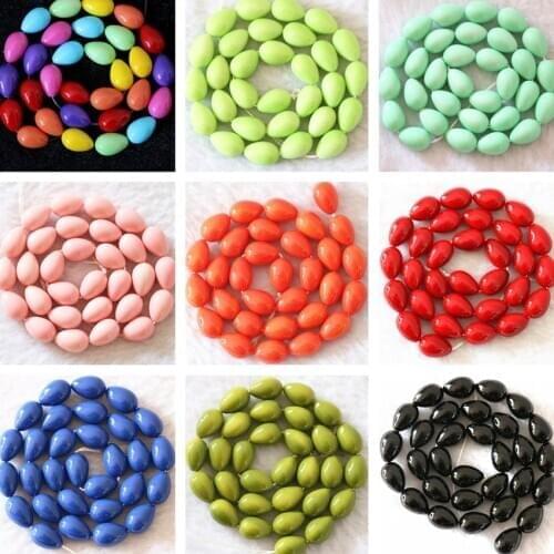 Multicolor baking paint glass beads 5*7mm waterdrop teardrop shape fashion loos beads diy jewelry making findings 15inch B1081
