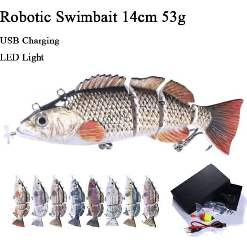 Robotic Fishing Lures 4 Segment Multi Jointed Bait Auto Electric Wobblers For Pike Swimbait USB Rechargeable LED Light Sea Fish