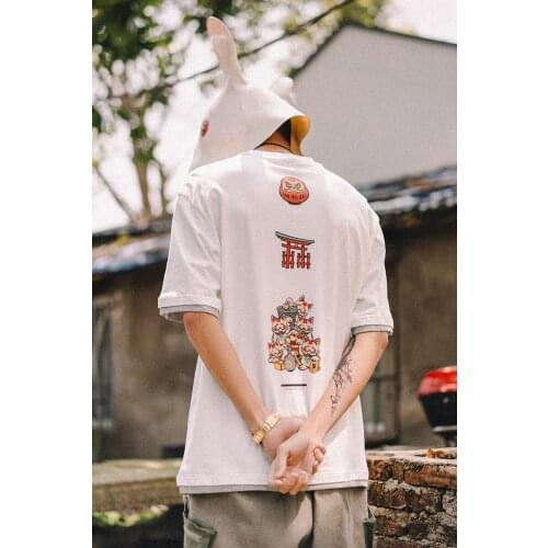 Short sleeve mens fashion student five and a half sleeve loose summer shirt for couples pure cotton body fashion mens T-shirt