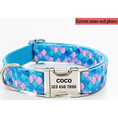 Mermaid pet collar traction rope adjustable custom pet collar