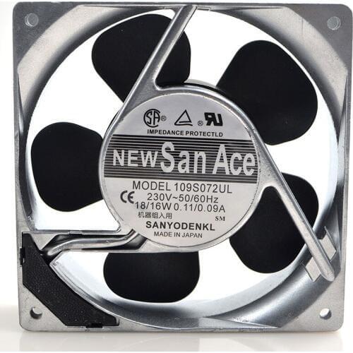 FOR Sanyo 109 s 072 ul 220 v 18/16 w 120 x 120 x 38 mm aluminum frame AC fan