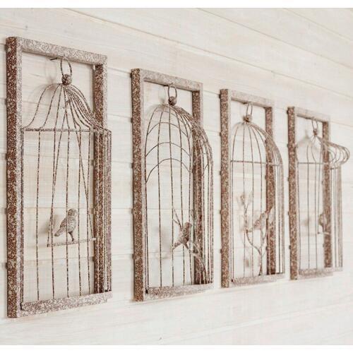 Vintage Wrought Iron 3d Bird Cage Wall Hanging Background Wall Decoration Creative Home Decoration Wild Stereo Bird Cage