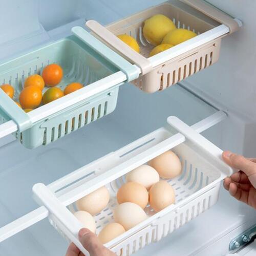 Extendable Rack Clip Kitchen Storage Organizer Length Adjustable Fridge Shelf Storage Box Multifunction Holder Pull-out Drawer 1