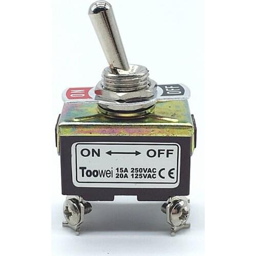 High Quality 1PC Silver Contacts 4 Pin Screw 2 Position ON OFF Locking toggle switch 15A/250VAC 20A/125VAC